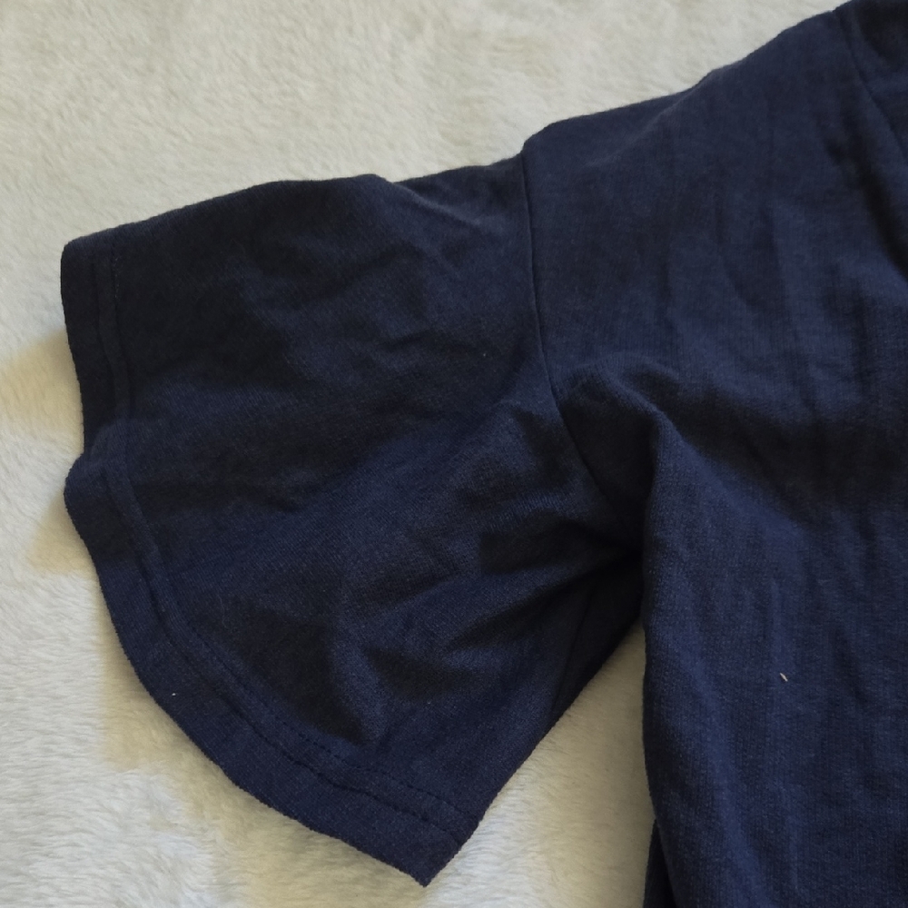 She and Sky Navy Short Sleeve Top with Crisscross Back - Picture 3 of 6